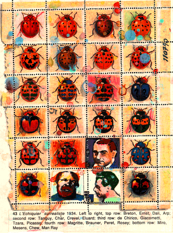 L'Echiquier Surrealiste stamp sheet