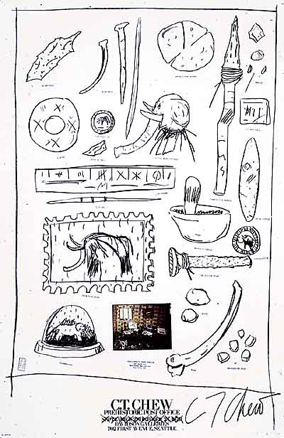 C. T. Chew Drawing Prehistoric Tools