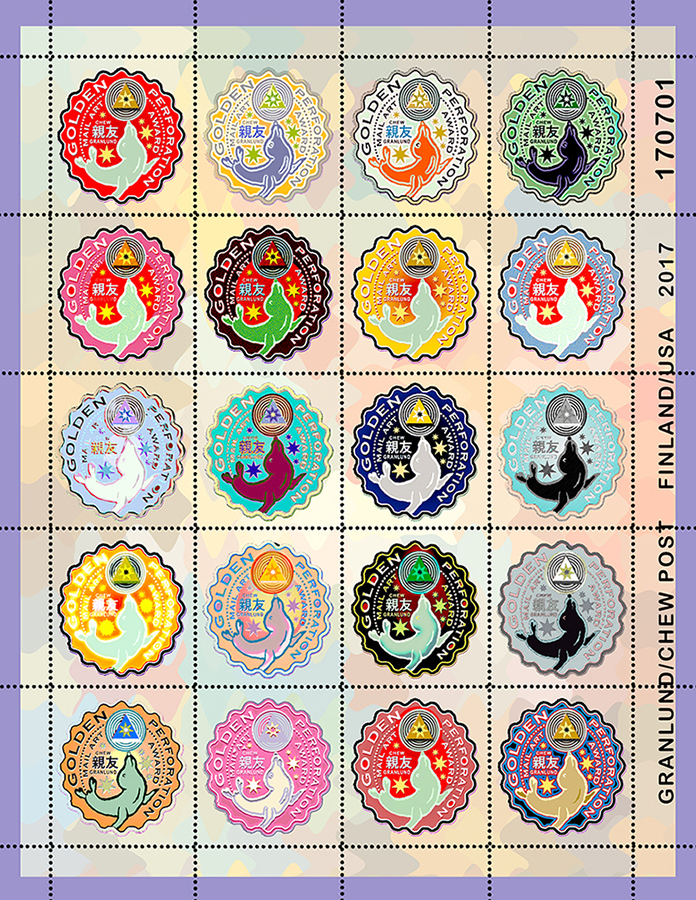 Golden Perforation Award artistamps by CT Chew